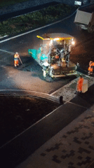 Night road construction operations across Yekaterinburg sites