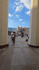 Inside Moscow's ornate metro system, with a street scene nearby