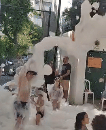 Outdoor foam party and dunk tank event in Tel Aviv