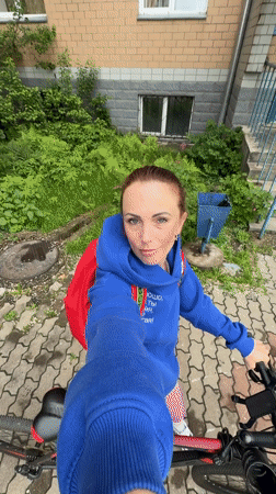 Woman documents evening selfie session across Birobidzhan, Russia