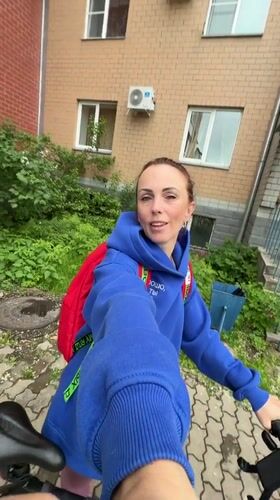 Woman documents evening selfie session across Birobidzhan, Russia