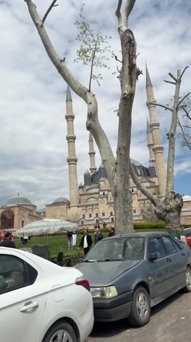 White Citroen spotted near historic building in Edirne, Turkey