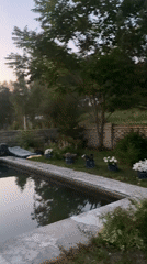 Laps in a weathered outdoor concrete pool