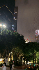 Illuminated skyscrapers captured on video in Tianhe District park
