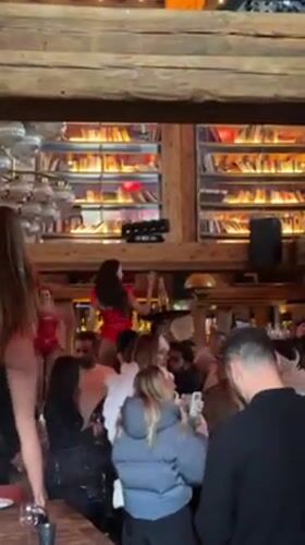 Afternoon ski resort socializing captured in Courchevel