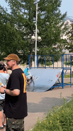 Krasnoyarsk skatepark session on a sunny June morning