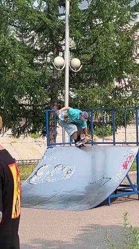Krasnoyarsk skatepark session on a sunny June morning