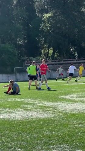 Morning soccer game observed in Donja Lastva, Montenegro