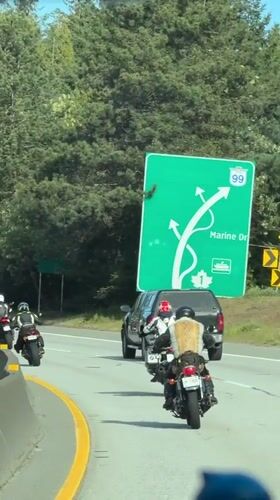 Motorcyclists with cargo spotted on West Vancouver highway