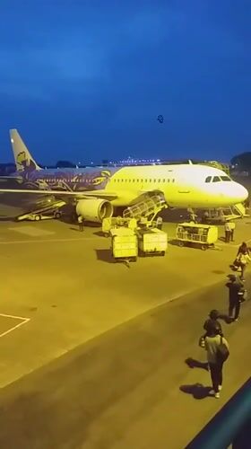 Evening flight operations observed at Tangerang airport Indonesia