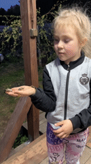 Children examine beetles during twilight gathering in Chaikovsky