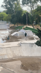 Flooded skate park draws visitors in Spanish coastal town