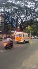 Emergency ambulance with flashing lights observed in Chennai