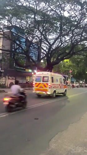 Emergency ambulance with flashing lights observed in Chennai