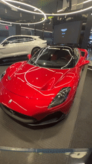 Red Maserati and bronze sculpture witnessed at indoor venues