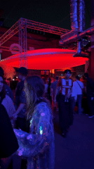 Nighttime crowd gathers at Moscow's Mutabor club outdoor event