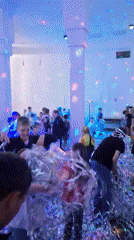 Silver-themed kids' party with disco balls and foil in Russia