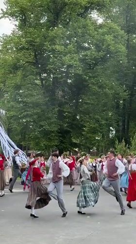 Folk festival and sunset evening on the Gauja River, Latvia