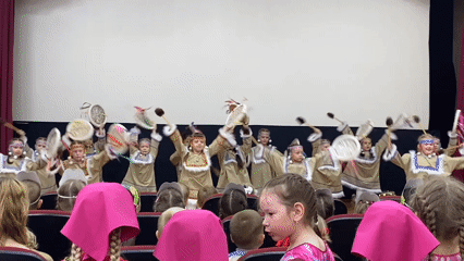 Children's folk dance recital held in Марковский, Russia