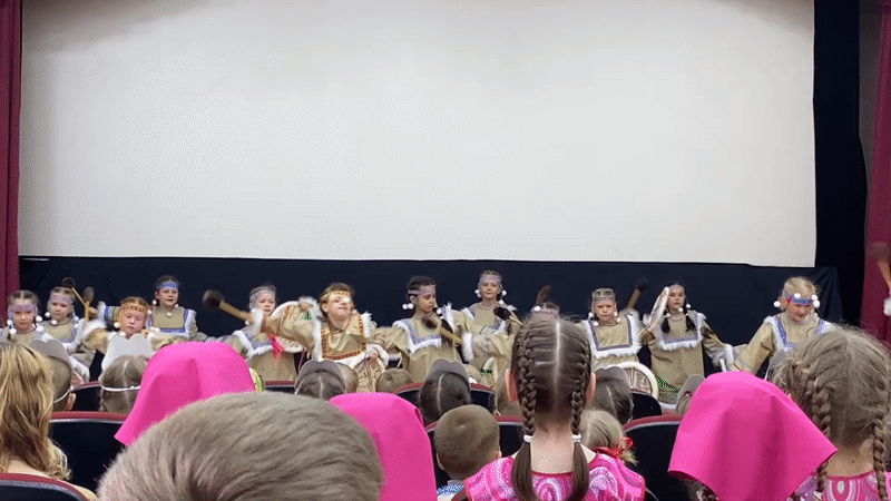Children's folk dance recital held in Марковский, Russia