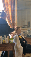 Hair styling session captured in Saint-Léger-de-Rôtes salon