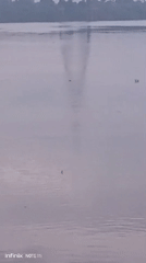 Figure spotted standing in middle of grey water body