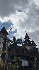 Church with red roof, twin towers observed in North Kuta