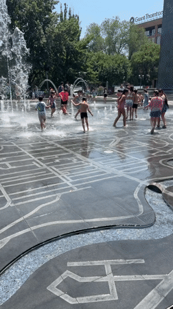 Yerevan's fountains and water features on a summer morning