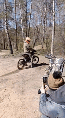Motorbike practice session recorded in wooded Balashikha area