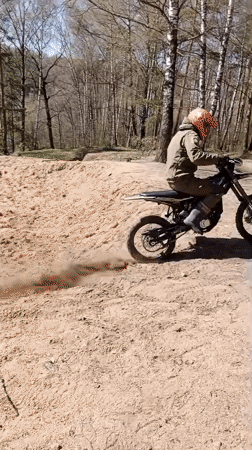 Motorbike practice session recorded in wooded Balashikha area