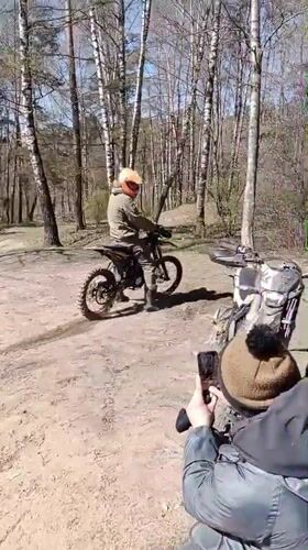Motorbike practice session recorded in wooded Balashikha area