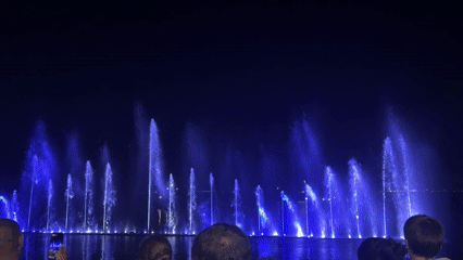 Nighttime fountain show lights up Pomorie's waterfront