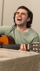Acoustic guitar performance captured in Ruse home setting