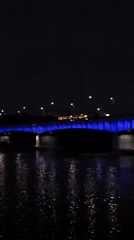 Warsaw's Vistula riverfront glows at dusk