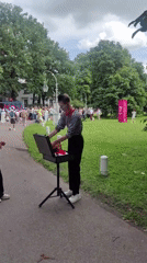Street fair in Saint Petersburg with performances, stalls, and a steam train