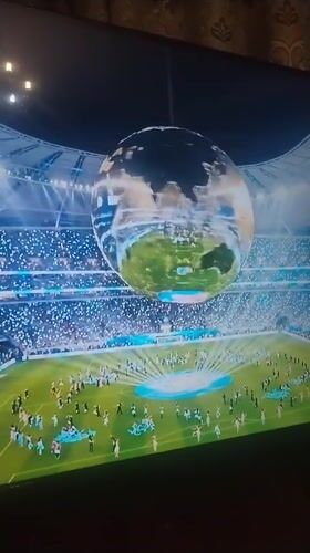 Water-filled globe display draws crowds at Samarkand stadium
