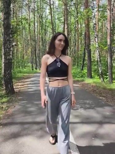 Morning stroll and run through a forested park in Tyumen