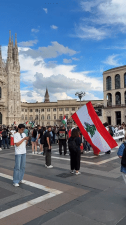 Pro-Palestinian demonstration unfolds at Milan's Piazza del Duomo