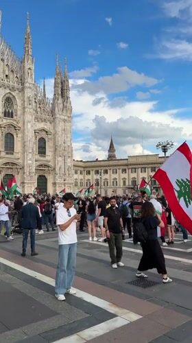 Pro-Palestinian demonstration unfolds at Milan's Piazza del Duomo