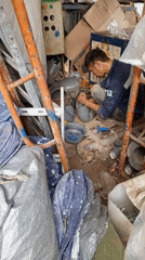 Pipe fitting and metalwork underway at a South Tangerang workshop site