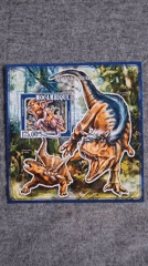 Collector documents prehistoric stamps and dinosaur cards in Bulgaria