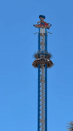 Drop tower and roller coaster rides running at Rishon LeZion amusement park