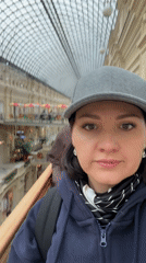 Visitor explores Moscow's historic GUM department store interior