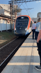 Modern train bound for Ulyanovsk arrives at Moscow station