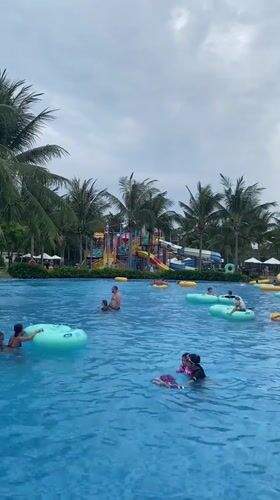 Families enjoy morning water activities at Vietnam resort