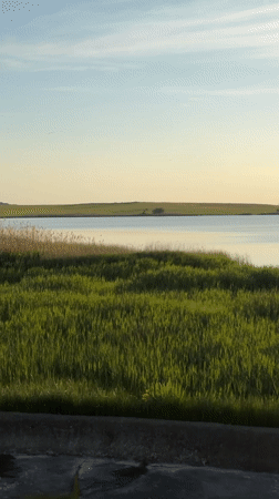 Sunset filmed over water in Tvarditsa, Bulgaria