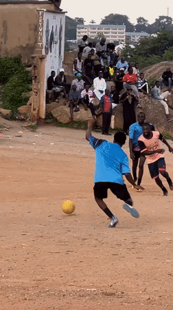 Pickup soccer match draws crowd to rocky Jos field