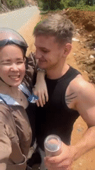 Young couple takes early morning selfie in Vietnam
