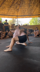 Martial arts training session held in thatched facility Greece