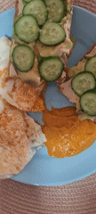 Weekend breakfast documented in Nahariyya features avocado sandwiches and eggs